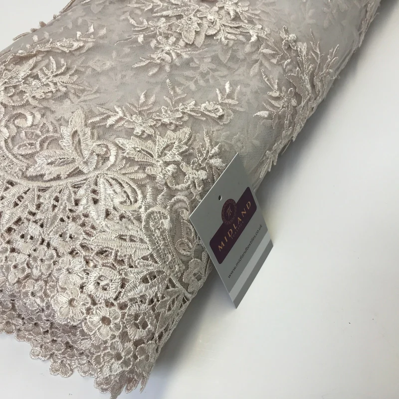 Bridal Floral Double Scalloped Edge Applique Dress Net Fabric 50" Wide M1135