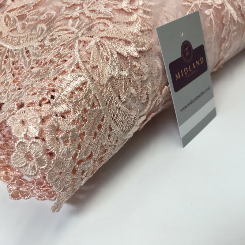 Bridal Floral Double Scalloped Edge Applique Dress Net Fabric 50" Wide M1135