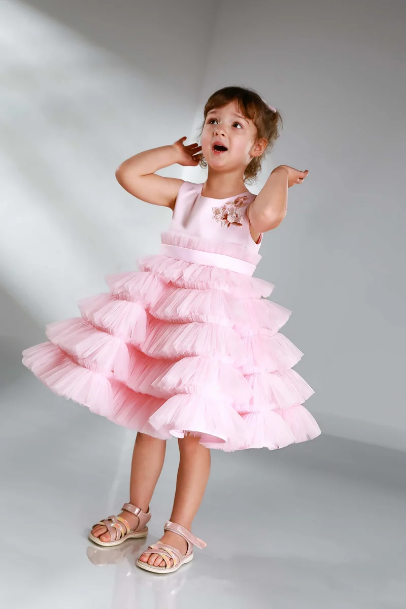 Kleinkinder Blumenmädchenkleid aus Satin, Tüll & Spitze – Sofort lieferbar, Hochzeit & festliche Anlässe (Gr. 98–104)