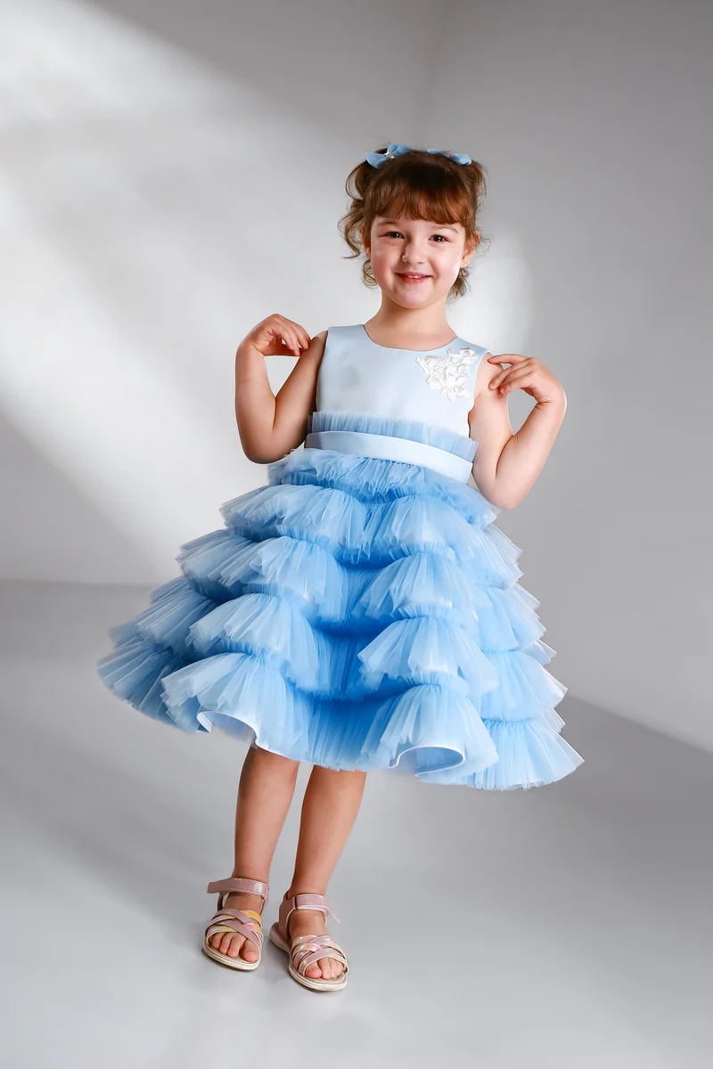 Kleinkinder Blumenmädchenkleid aus Satin, Tüll & Spitze – Sofort lieferbar, Hochzeit & festliche Anlässe (Gr. 98–104)