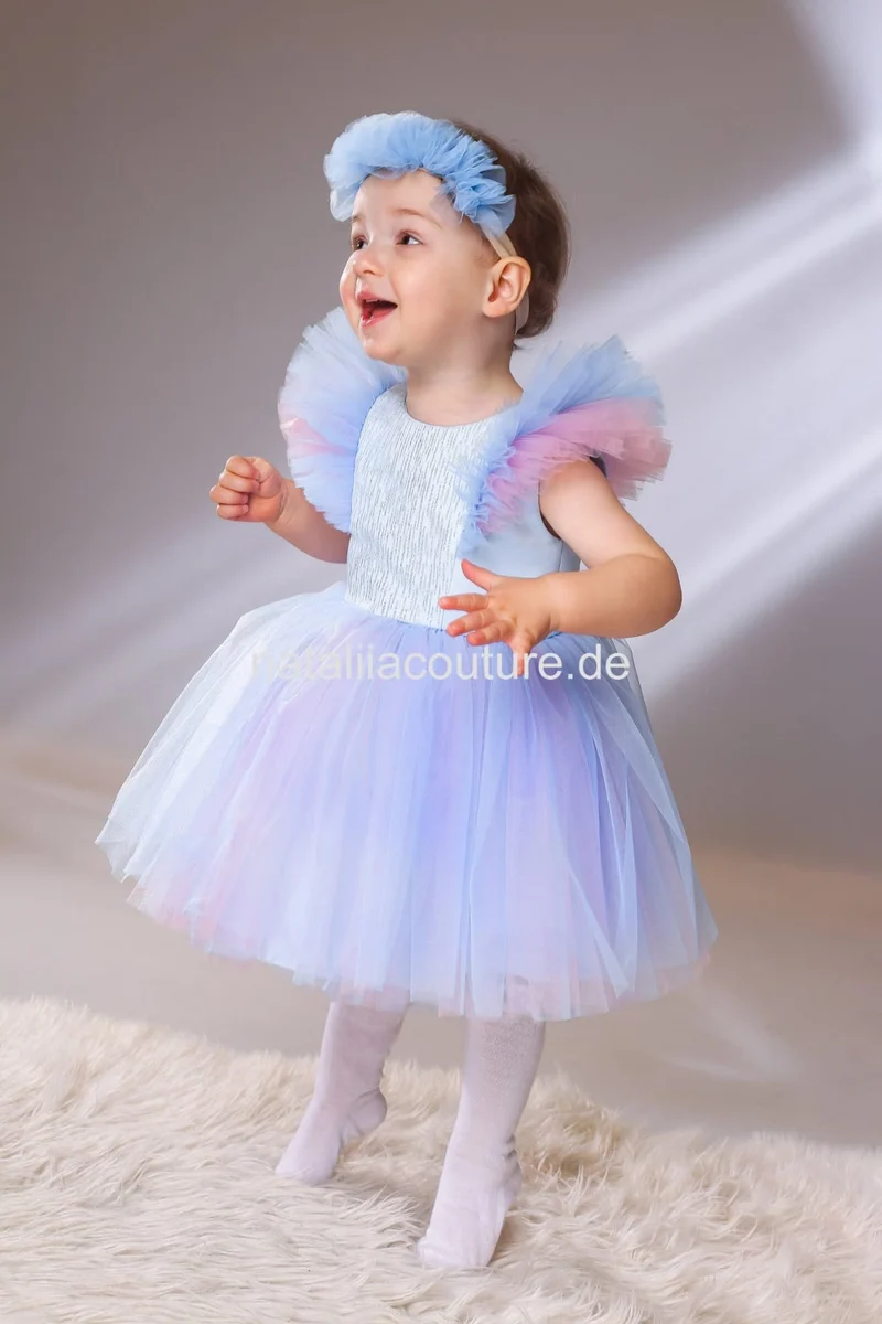 Blumenmädchenkleid mit Glitzer-Tüll – sofort lieferbar in Puderrosa, Offwhite & Lila (Gr. 68–86)
