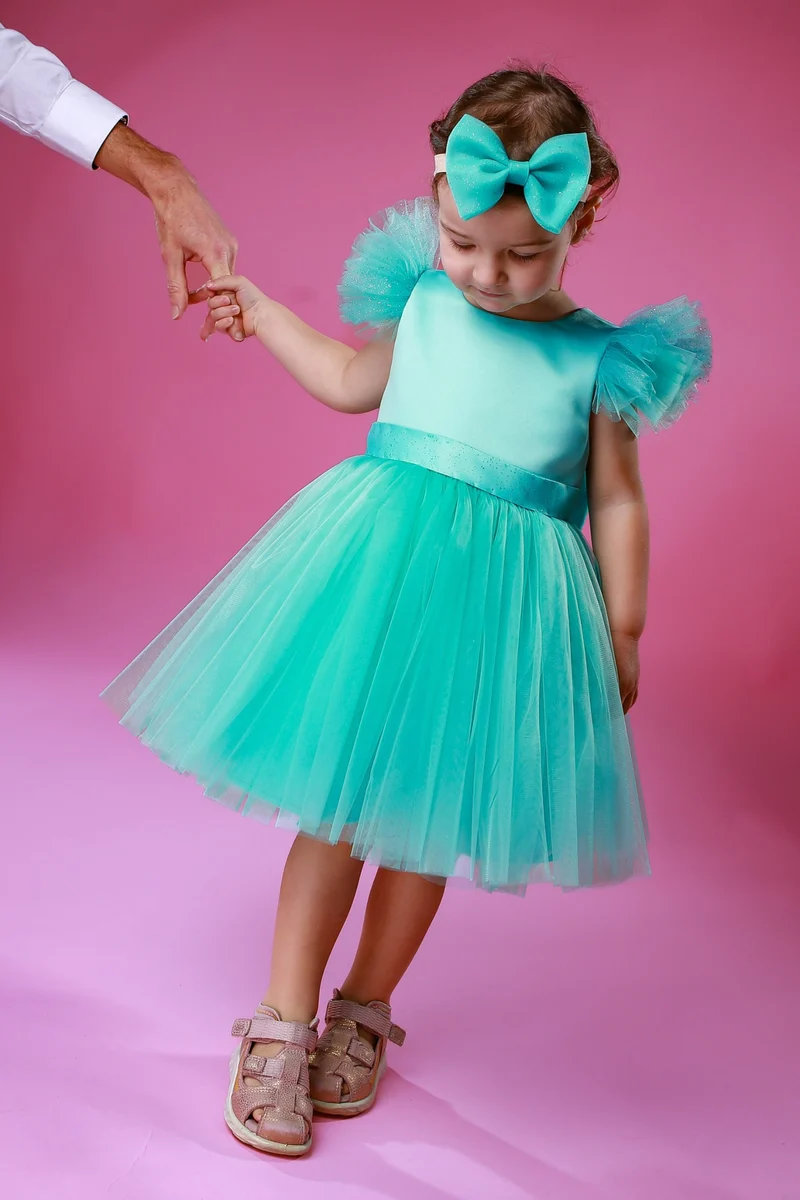 Blumenmädchenkleid Mädchen mit Tüll – festliches Kleid Gr. 68–98 sofort lieferbar