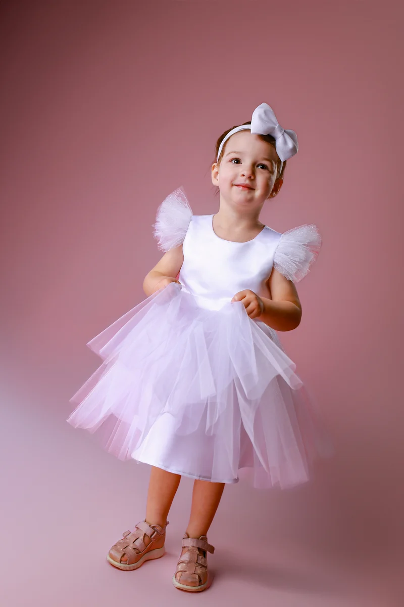 Blumenmädchenkleid Mädchen mit Tüll – festliches Kleid Gr. 68–98 sofort lieferbar
