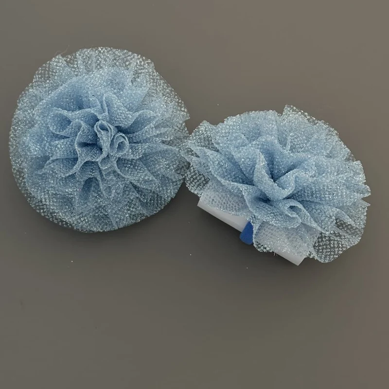 Glitzer Tüll Haarblumen für Mädchen – Set mit 2 Haargummis