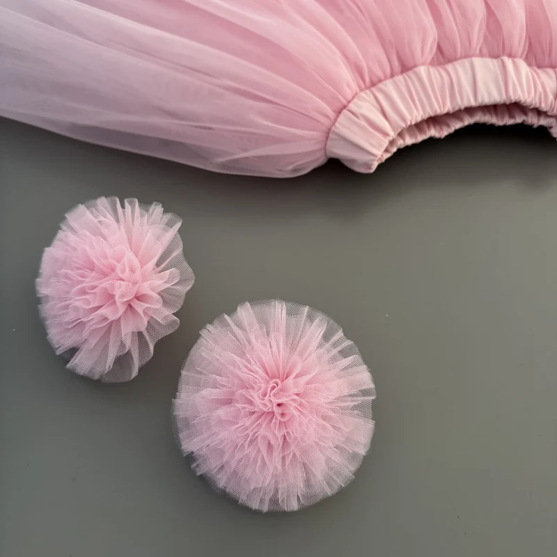 Tüll Pompons mit Haargummis für Mädchen – Set mit 2 Haaraccessoires