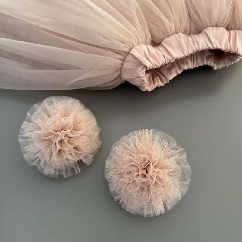 Tüll Pompons mit Haargummis für Mädchen – Set mit 2 Haaraccessoires