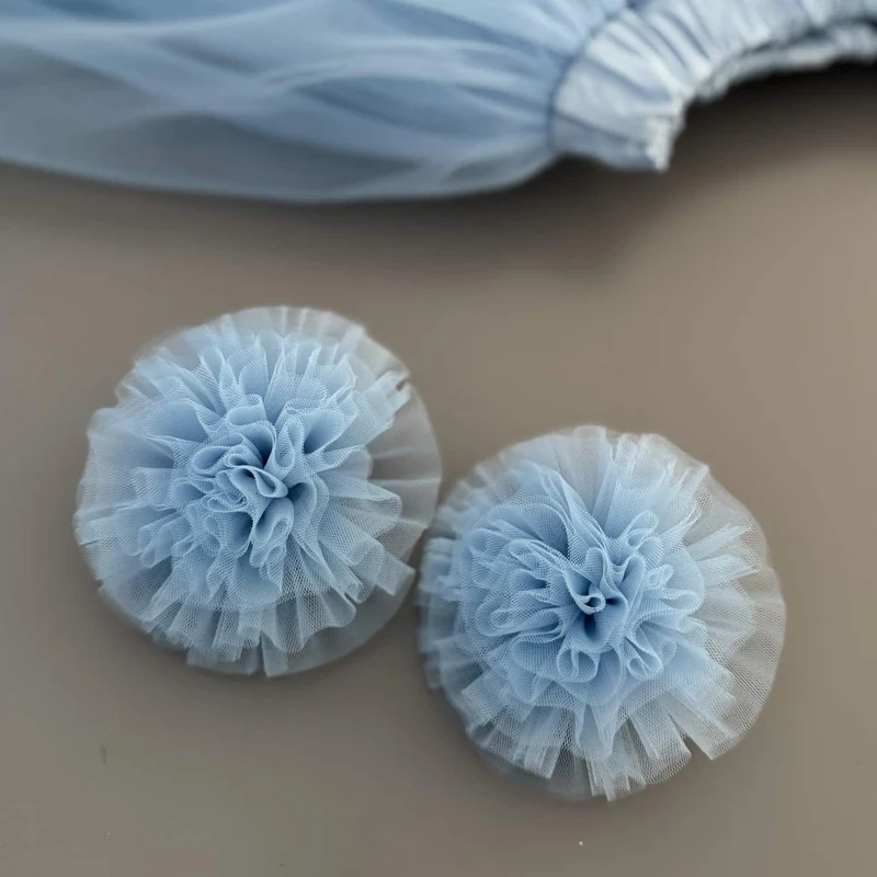 Tüll Pompons mit Haargummis für Mädchen – Set mit 2 Haaraccessoires