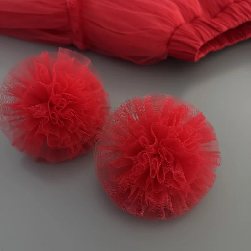 Tüll Pompons mit Haargummis für Mädchen – Set mit 2 Haaraccessoires