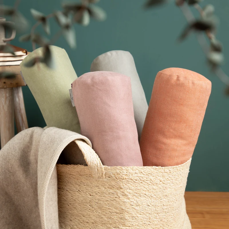 Nackenrolle aus Bioleinen-Denim | Naturfüllung