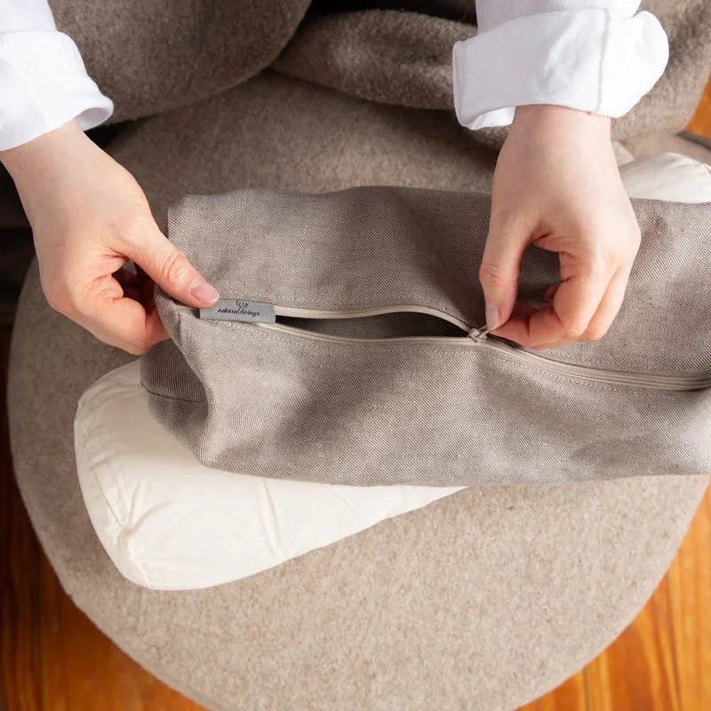 Nackenrolle aus Bioleinen-Denim | Naturfüllung