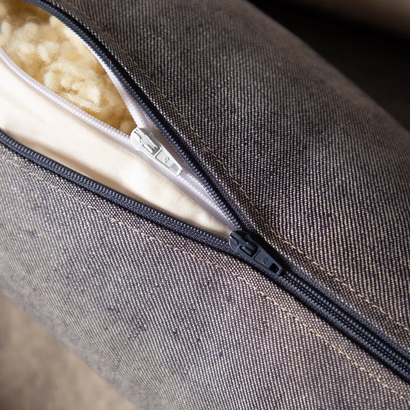 Nackenrolle aus Bioleinen-Denim | Naturfüllung