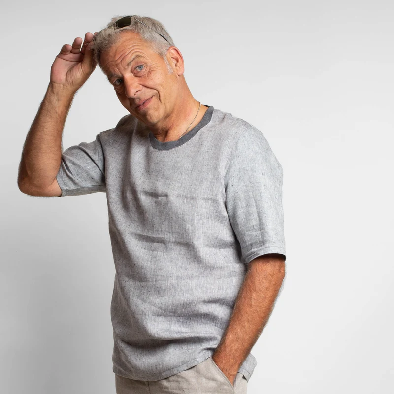 Bio-Leinen-Shirt Blaugrau | Größe L | Einzelstück