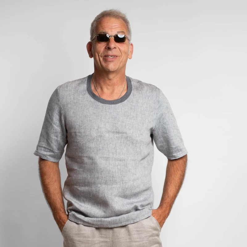 Bio-Leinen-Shirt Blaugrau | Größe L | Einzelstück