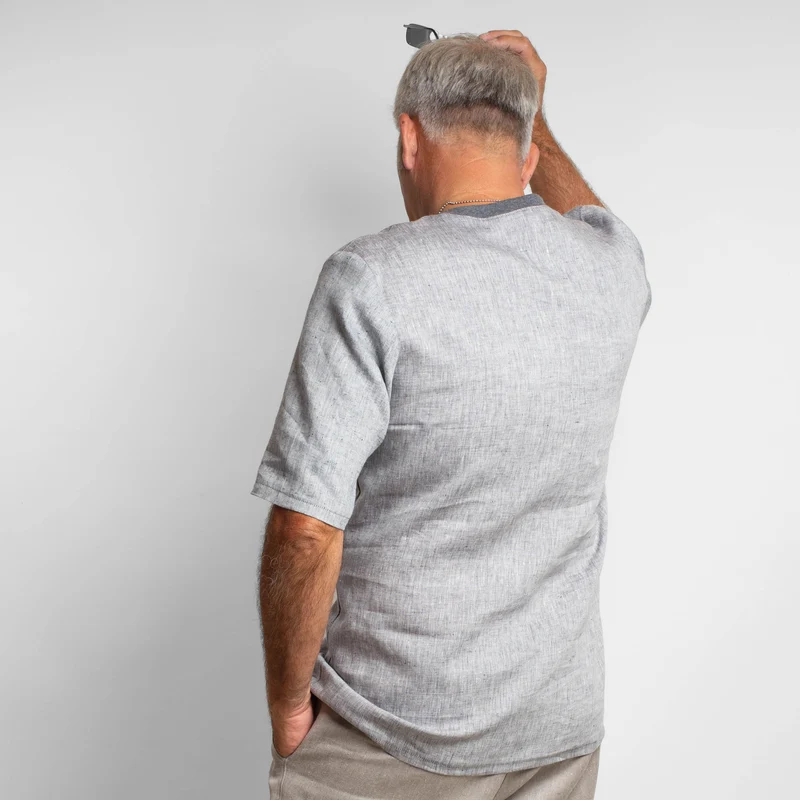 Bio-Leinen-Shirt Blaugrau | Größe L | Einzelstück