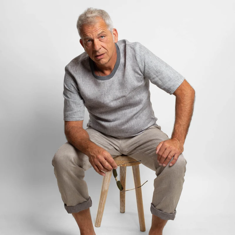Bio-Leinen-Shirt Blaugrau | Größe L | Einzelstück