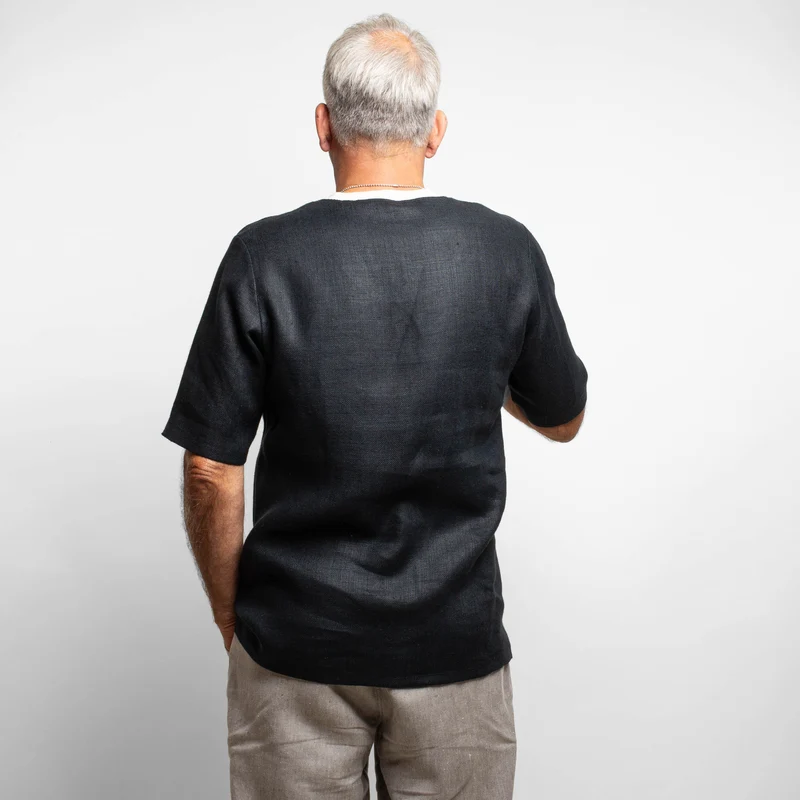 Leinen-Shirt Blauschwarz | Größe L | Einzelstück