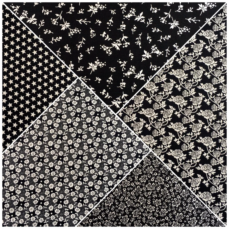 Black and White printed 100% Cotton Poplin Craft fabric 45" M733 Mtex