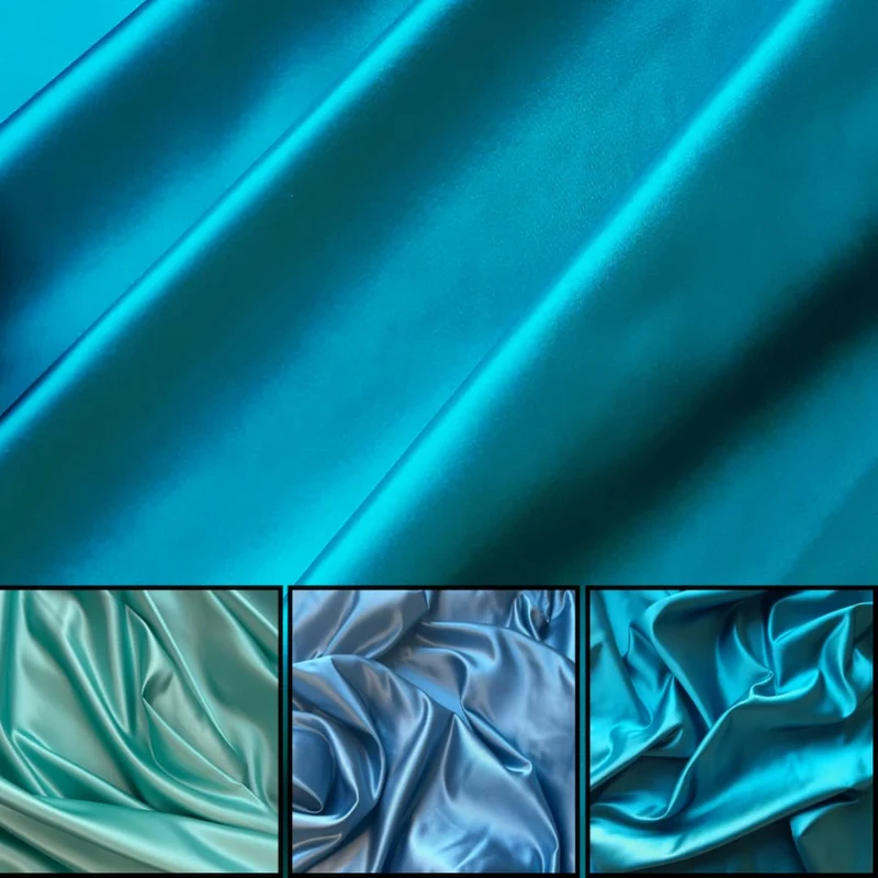 Satin Stoff Meterware – formstabil & hochwertig (Petrol, Blau-Grau, Türkis)