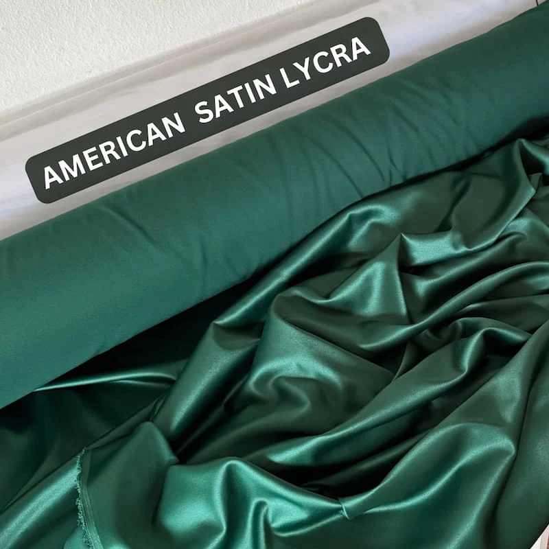 Satin Lycra Stoff Meterware – mit edlem Satinschimmer (Tannengrün)