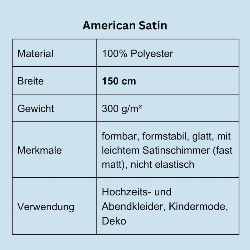 Satin Stoff Meterware – formstabil & leicht matt (für Kleider & Korsetts)