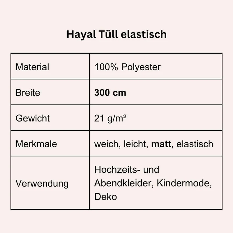 Tüll Stoff Meterware 300 cm breit – weich, matt & elastisch für Kleider & Deko