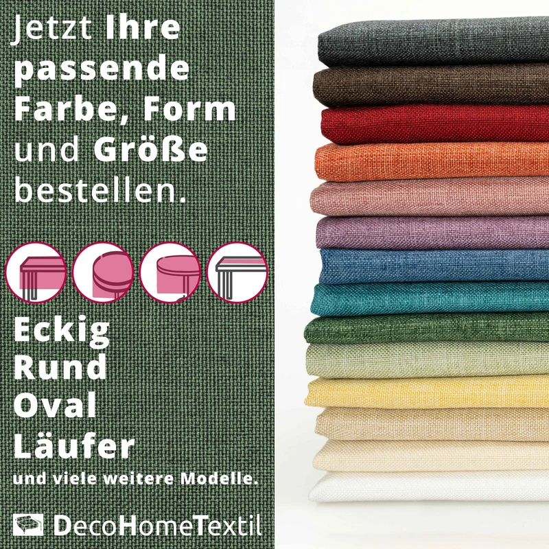 Leinen Optik Tischdecke oval / rund dunkelgrün