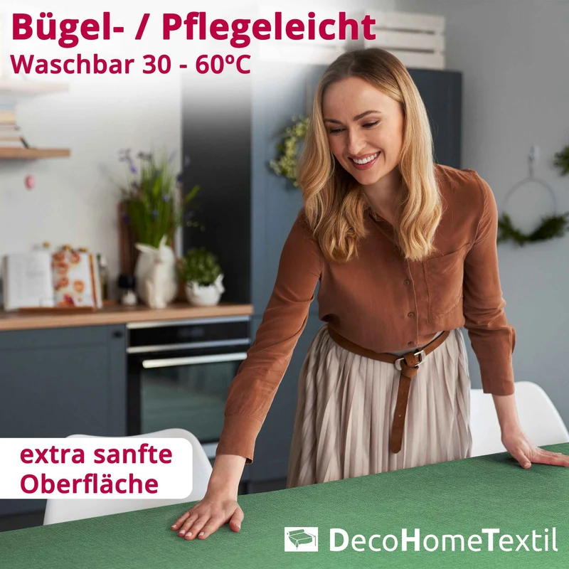 Leinen Optik Tischdecke oval / rund dunkelgrün