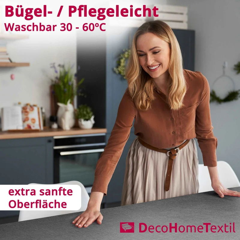 Leinen Optik Tischdecke oval / rund dunkelgrau