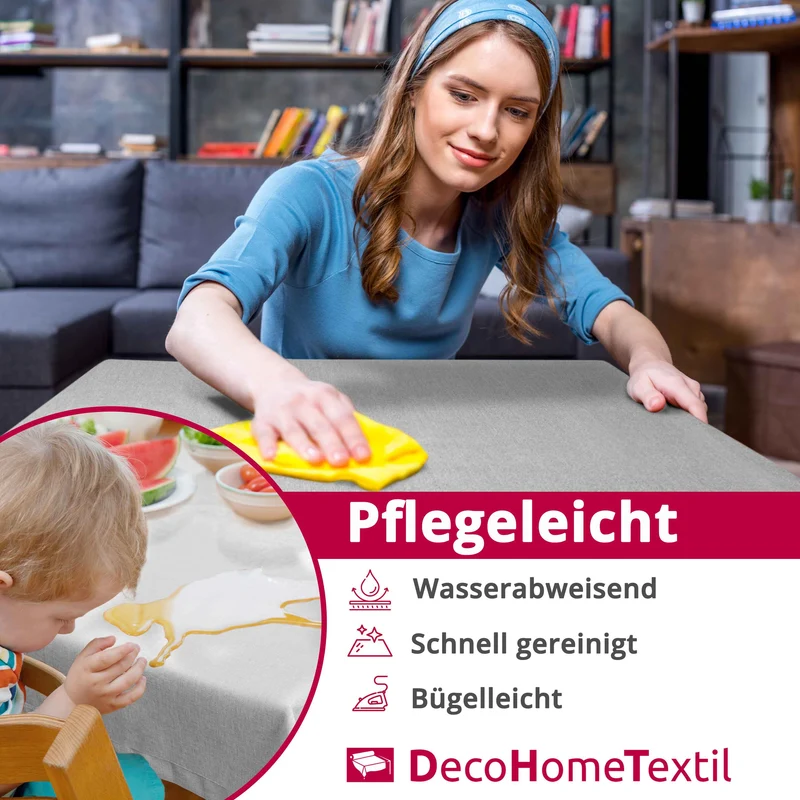 Leinen Optik Tischdecke oval / rund dunkelbraun