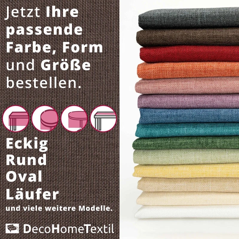 Leinen Optik Tischdecke oval / rund dunkelbraun
