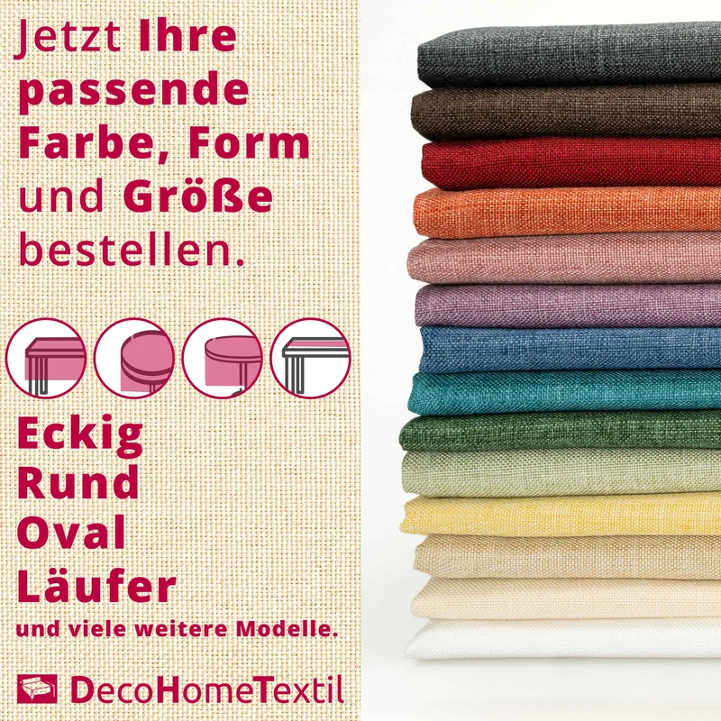 Leinen Optik Tischdecke oval / rund champagner