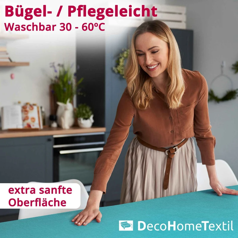 Leinen Optik Tischdecke oval / rund türkis