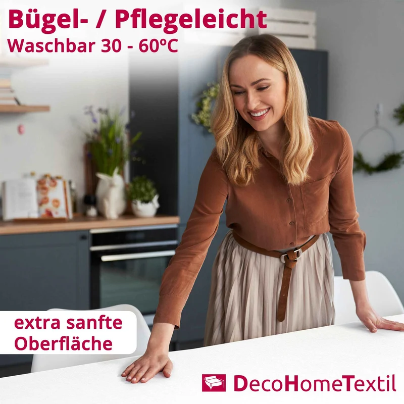 Leinen Optik Tischdecke oval / rund weiß