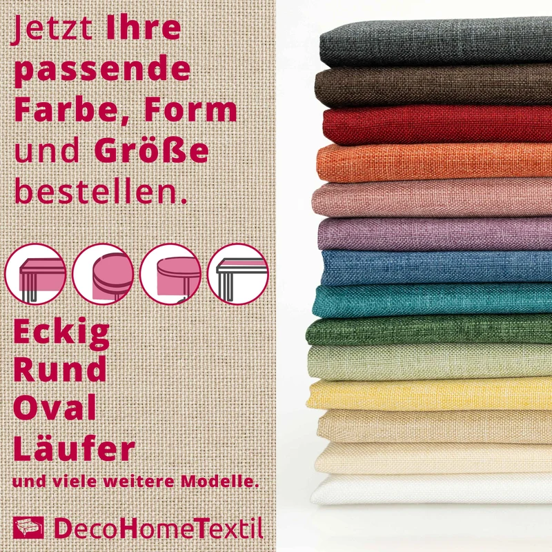 Leinen Optik Tischdecke oval / rund beige sand