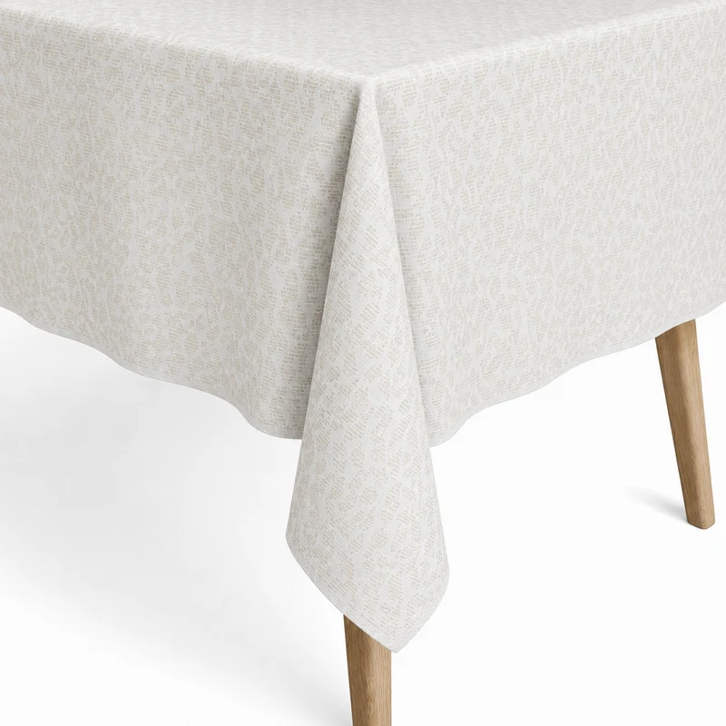 Jacquard Tischdecke aus beschichteter Baumwolle mit Fleckenschutz RIBALTO ORO beige goldene Blätter eckig rund oval