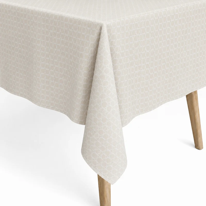 Jacquard Tischdecke aus beschichteter Baumwolle mit Fleckenschutz PIOMBO ORO beige gold Geometrie eckig rund oval