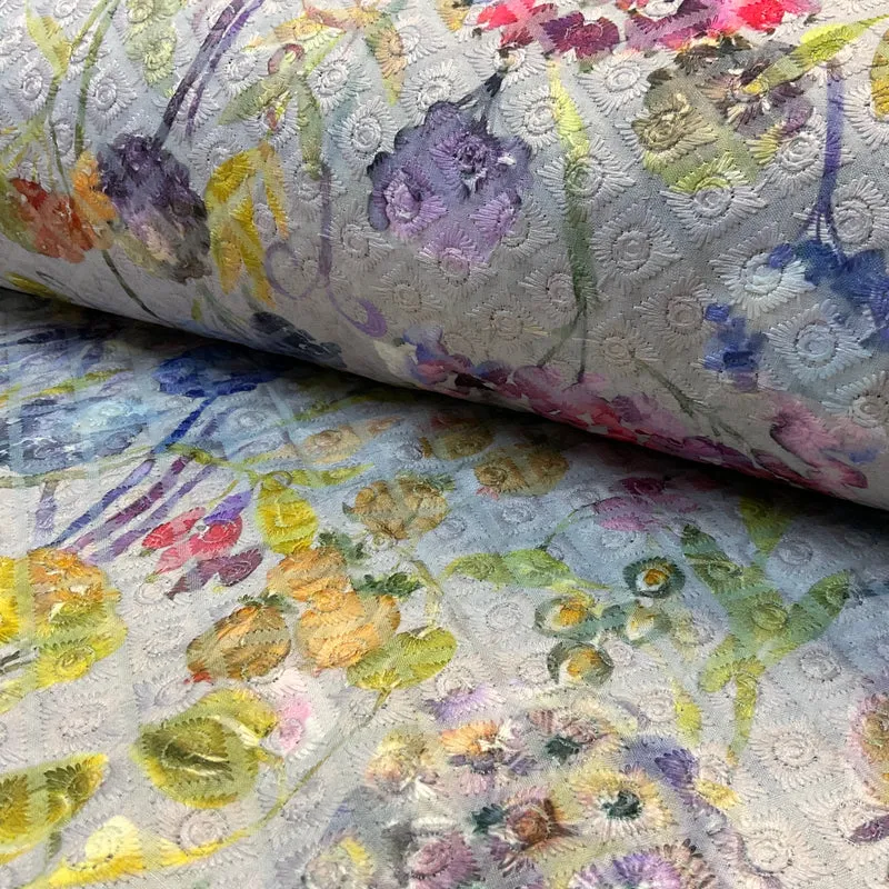 Floral Schiffili Voile printed dress fabric M2042