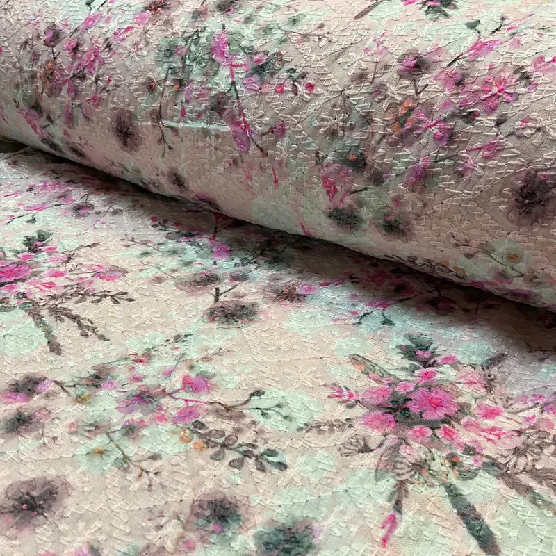 Floral Schiffili Voile printed dress fabric M2042