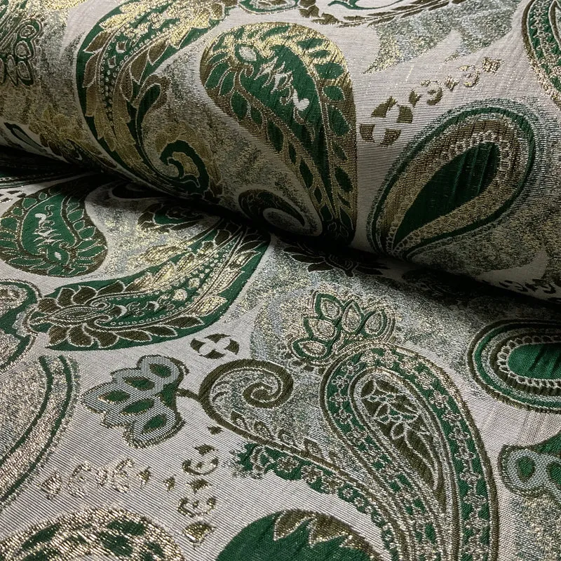 Large Gold bold Paisley wedding brocade waistcoat fabric 144cm wide M2039