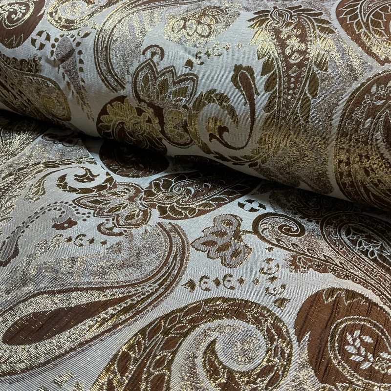 Large Gold bold Paisley wedding brocade waistcoat fabric 144cm wide M2039