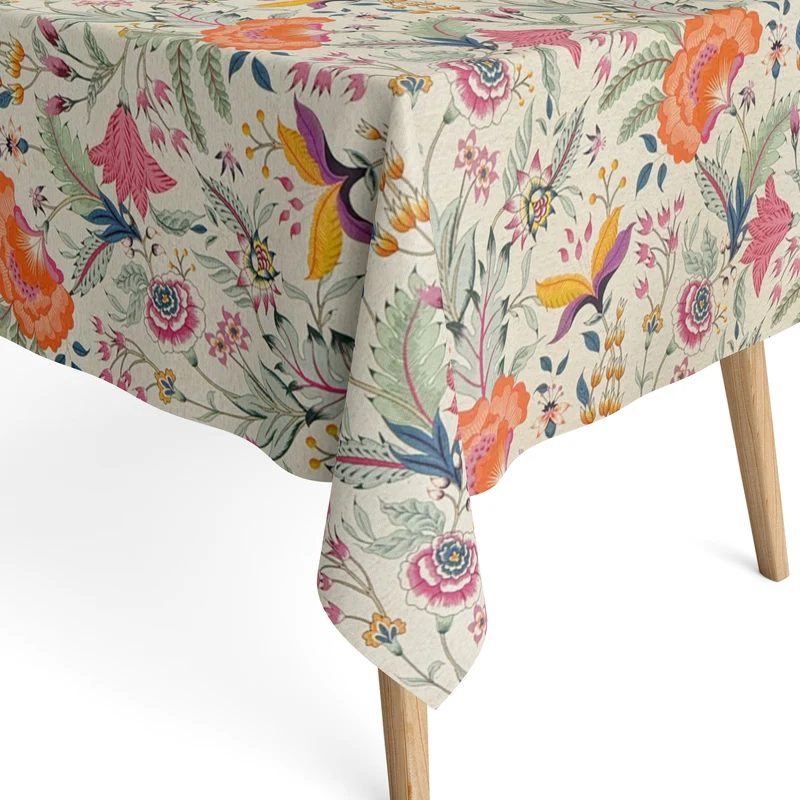 Jacquard Tischdecke beschichtete Baumwolle DP528 Blütenmeer Mohnblumen eckig rund oval