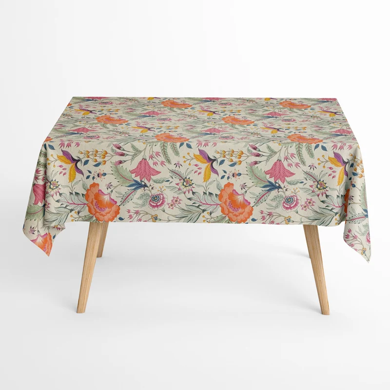 Jacquard Tischdecke beschichtete Baumwolle DP528 Blütenmeer Mohnblumen eckig rund oval