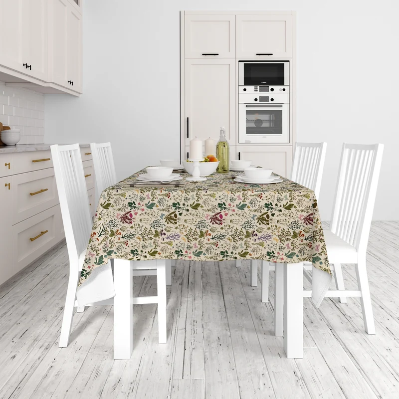 Jacquard Tischdecke beschichtete Baumwolle DP523 Gräser Pusteblumen eckig rund oval