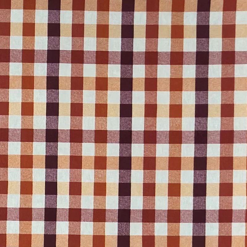 Jacquard Tischdecke aus beschichteter Baumwolle mit Fleckenschutz TRAVIS BUDEOS rot kariert eckig rund oval