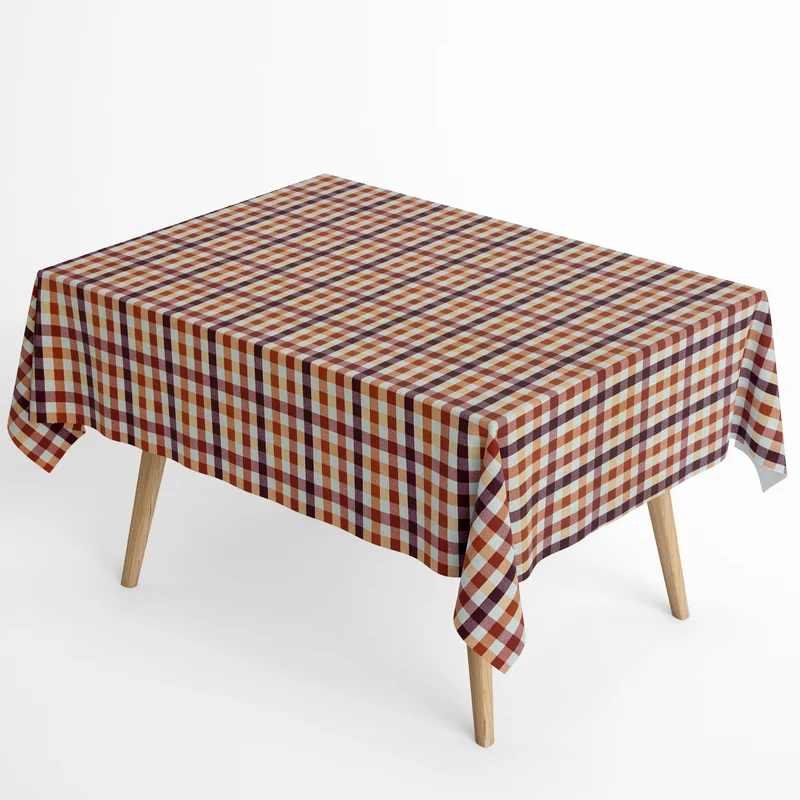 Jacquard Tischdecke aus beschichteter Baumwolle mit Fleckenschutz TRAVIS BUDEOS rot kariert eckig rund oval