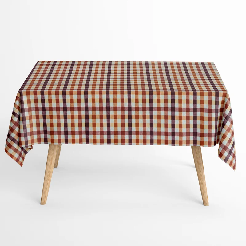 Jacquard Tischdecke aus beschichteter Baumwolle mit Fleckenschutz TRAVIS BUDEOS rot kariert eckig rund oval