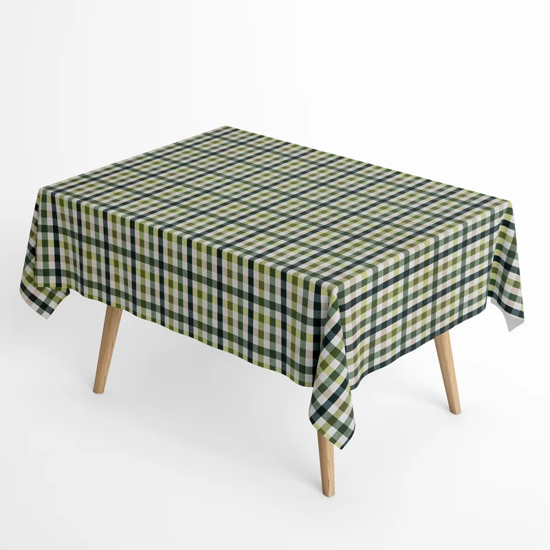 Jacquard Tischdecke aus beschichteter Baumwolle mit Fleckenschutz TRAVIS VERDE grün kariert eckig rund oval
