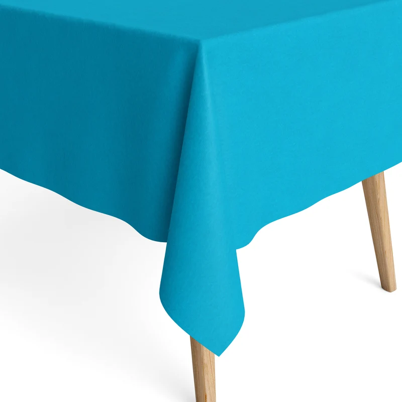 Jacquard Tischdecke aus beschichteter Baumwolle mit Fleckenschutz IBIZA TURRUESA hellblau uni einfarbig eckig rund oval