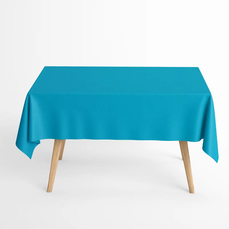 Jacquard Tischdecke aus beschichteter Baumwolle mit Fleckenschutz IBIZA TURRUESA hellblau uni einfarbig eckig rund oval