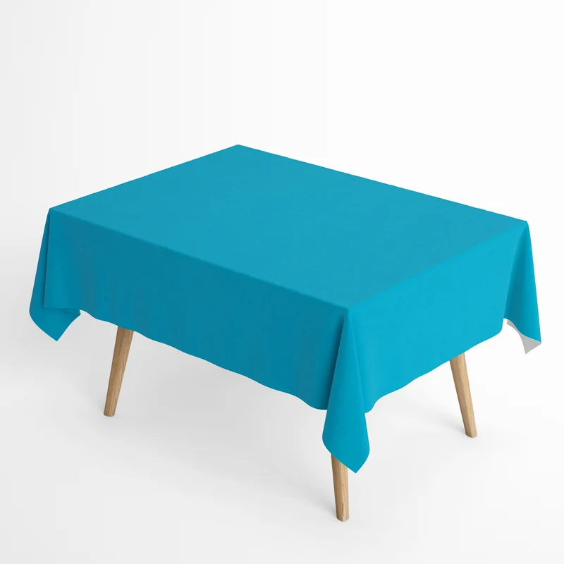 Jacquard Tischdecke aus beschichteter Baumwolle mit Fleckenschutz IBIZA TURRUESA hellblau uni einfarbig eckig rund oval